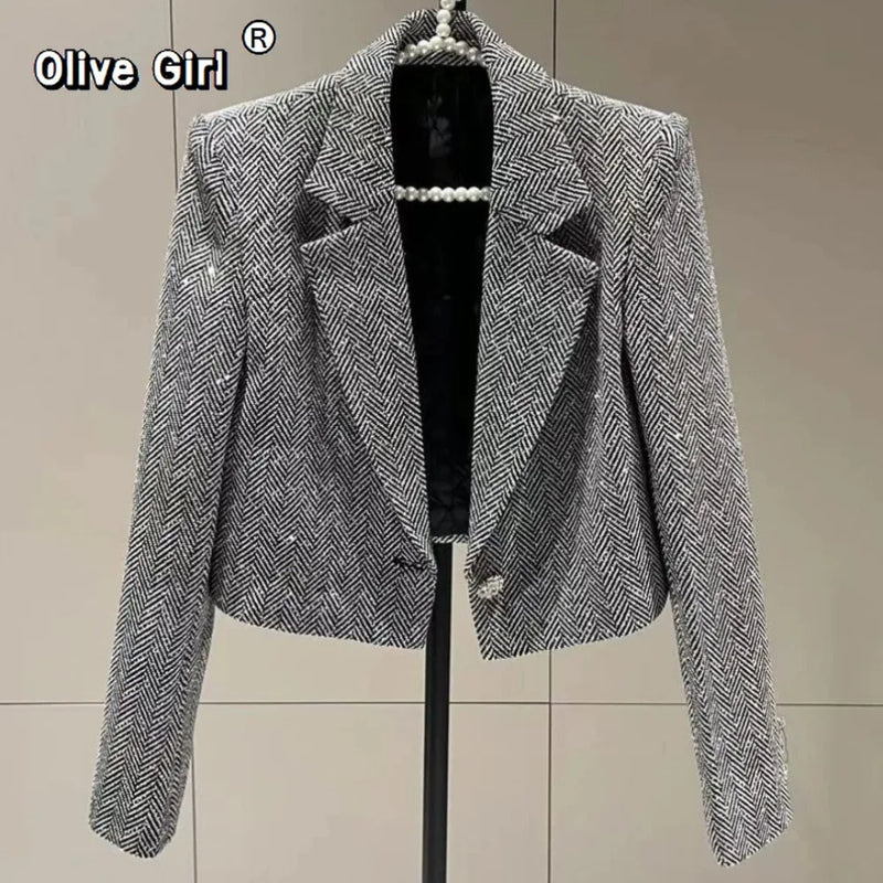 French Jacket Luxury High-end Bling Bling Coat Short Style Fragrant 2026 Spring Autumn Fashionable Long Sleeved Temperament Top