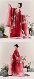 Original Hanfu Dress for Women Tang Style Plus Size Chest Length Hezi Skirt Heavy Embroidery Big Sleeved Shirt Spring Cospaly