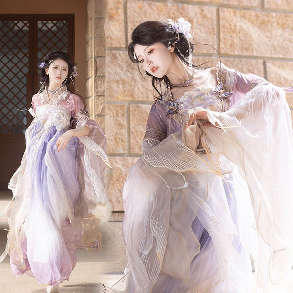 Tang Dynasty Hanfu Dress | Chest-Length Skirt | Floral Fairy Cosplay Set