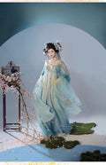 Tang Dynasty Hanfu Dress | High-Collar Gradient Heavywork Embroidery | Large Sleeve Fairy Set