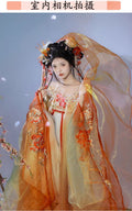Tang Dynasty Hanfu Dress | High-Collar Gradient Heavywork Embroidery | Large Sleeve Fairy Set