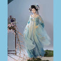 Tang Dynasty Hanfu Dress | High-Collar Gradient Heavywork Embroidery | Large Sleeve Fairy Set