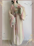Hanfu Dresses Original Heavy Industry Waist Embroidered Cross Neck Big Sleeve Embroidered National Style Long Shirt Daily Super Immortal Hanfu Set