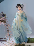 Tang Dynasty Hanfu Dress | High-Collar Gradient Heavywork Embroidery | Large Sleeve Fairy Set