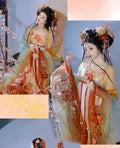 Tang Dynasty Hanfu Dress | High-Collar Gradient Heavywork Embroidery | Large Sleeve Fairy Set