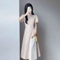 Olivegirl Green Dress Qipao Elegant Cheongsam Jacquard 2026 Summer Young Girls Chinese Style Dress  Long Women's Clothing