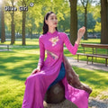 Olivegirl Aodai Vietnamese Traditionally Dress Long Qipao Two-piece Wide-leg Pants Cheongsam Aodai Dress Women's Clothing