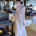 Olivegirl Women's Dress Qipao Chinese Dark Pattern Jacquard 3D Flower Improved Cheongsam 2026 Chinese Style Long Dresses
