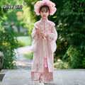 Girls Hanfu Dress | Horse Face Skirt & Cloud Shoulder | Chinese Princess Costume for Kids