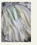 Improved Hanfu Shorts Set | Embroidered Floral Shirt & Suspender | Modern Chinese Summer Outfit
