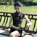 Olivegirl 2026 Women's Dress Qipao Cheongsam Chinese Summer Retro Printed Buckle Improved Dress High-end Hip Hugging