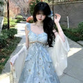 Olivegirl 2026 Summer Dress Elegant Strapless Sleeveless Girl's Butterfly Embellished Dress Waist Cinch Flared Dresses Layers