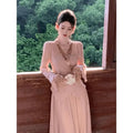 Pink Shirt Sequin Elegant Set Chinese Waist Cinched Top Half Skirt High-end Gentle Temperament Two-piece Set 2026 Spring Autumn