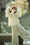 Hanfu Lantern Pants Set | Sweet Purple Green | Improved Chinese Casual Summer Outfit