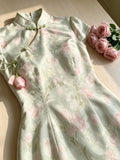 Olivegirl Cheongsam Dress Qipao Elegant Tulip Flower Lace Up Jacquard Floral Pattern Chinese Gentle and Elegant Long Dresses