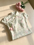 Olivegirl Cheongsam Dress Qipao Elegant Tulip Flower Lace Up Jacquard Floral Pattern Chinese Gentle and Elegant Long Dresses