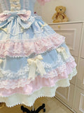 Summer Japanese Style Kawaii Lolita Dress Women Party Vintage Sweet Lace Bow Birthdays Cake Dresses Harajuku Y2k Bandage Dress