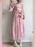 Olivegirl Hanfu Women's Song Style Short Shirt Flower Bud Pants Skirt Shorts Set Daily Summer Style