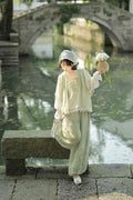 Hanfu Lantern Pants Set | Sweet Purple Green | Improved Chinese Casual Summer Outfit