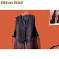 Silk Brocade Patchwork Organza Vest Retro Tassel Buckle Design Sense Top for Women's Vest High-end Elegant Girl's Clothing 2025