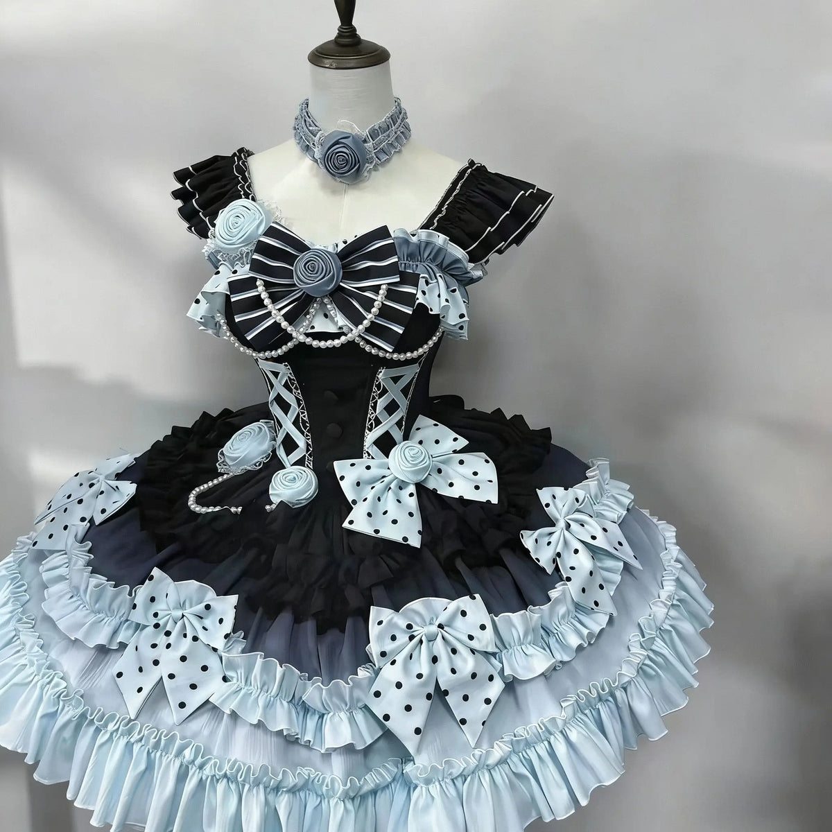 Olivegirl Girls Birthday Lolita Dress 2026 Spring Summer Women's Bowknot Pearl Rose Slim Short Mini Party Dress Cosplay