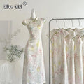 Olivegirl 2026 Chinese Dress Satin Floral Qipao Women's Spring and Summer New Style Slim Fit Temperament Super Fairy Dress