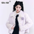Olivegirl High End Purple Fur Plush Jacket Winter Women's Coat Lovely Super Warm Elegant Temperament INS Party New Year Live