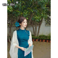 Olivegirl Chinese Peacock Blue Satin Jacquard Dress Qipao Women Summer 2026 Sexy Beautiful Tight Improved Cheongsam Dress