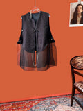 Silk Brocade Patchwork Organza Vest Retro Tassel Buckle Design Sense Top for Women's Vest High-end Elegant Girl's Clothing 2025