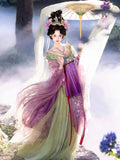 Olivegirl Hanfu Dress Set High End Cosplay Big Sleeve Original Fairy Hanfu Purple Green Embroidered Flower Slimming Set