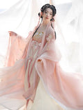 Pink Hanfu Dress | Flower Embroidery Fairy Cosplay | Chinese Dance Costume for Women