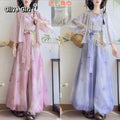 Olivegirl Hanfu Women's Outfits Daily Versatile Short Sleeved Shirt Flower Bud Pants Shorts Summer 2026 Cosplay Women's Clothing