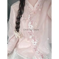 Women's Two Pieces Outfits Embroidered Pink Flower Top Short Skirt Traditional Chinese Clothing Women's Summer 2024 High-end Set