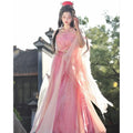 Olivegirl High-end Hanfu Pink Dress Embroidered Flowers Flowing Waist-Length Dresses Modified Fairy Tale Hanfu Women Cosplay