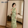 Romantic Green Cheongsam Dress Qipao 2026 Young Improved High-end China Chic Women's Clothing Chinese Style Bodycon Dress