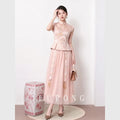 Olivegirl 2026 Summer Women's Outfits Chinese Style Beautiful Embroidered Shirt Top Mesh Half Skirt Set Female Clothing