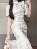 Olivegirl Jacquard Fabric Qipao Long Dress Chinese Cheongsams Exquisite Luxury High-end Elegant Temperament Women's Dress
