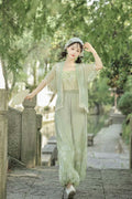 Hanfu Lantern Pants Set | Sweet Purple Green | Improved Chinese Casual Summer Outfit