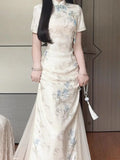 Olivegirl Jacquard Fabric Qipao Long Dress Chinese Cheongsams Exquisite Luxury High-end Elegant Temperament Women's Dress