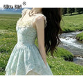 Olivegirl French Dress Floral Suspender Sexy Sweet Lolita Spring Summer 2026 Irregular Trailing Fairy Dresses Women's Clothing