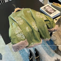 Thick Velvet Jacket Coat Cotton-padded Embroidered Green 2026 Winter Vintage Temperament High-end Exquisite Chinese Style