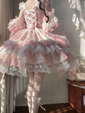 New Girls Birthday Lolita Dress 2026 Spring Summer Women's Tube Top Satin Bowknot Slim Pettiskirt Short Mini Party Dress