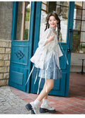 Olivegirl Chinese Embroidery Flower Shirt Pleated Skirt Short Improved Round Neck Top Women's Outfits Clothing
