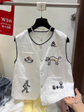 Olivegirl Fashion Retro Vest Top Sleeveless Shirt Navy Round-Neck Waistcoat Vest Summer 2026 High-End Loose Versatile Chic Top