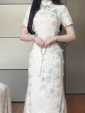 Olivegirl Jacquard Fabric Qipao Long Dress Chinese Cheongsams Exquisite Luxury High-end Elegant Temperament Women's Dress