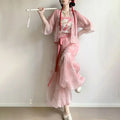 Olivegirl Hanfu Women's Song Style Short Shirt Flower Bud Pants Skirt Shorts Set Daily Summer Style