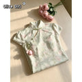Olivegirl Cheongsam Dress Qipao Elegant Tulip Flower Lace Up Jacquard Floral Pattern Chinese Gentle and Elegant Long Dresses