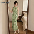 Romantic Green Cheongsam Dress Qipao 2026 Young Improved High-end China Chic Women's Clothing Chinese Style Bodycon Dress