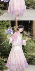 Olivegirl 2026 Chinese Embroidered Flower Shirt Exquisite Strap Irregular Short Skirt Song Dynasty Hanfu Summer Women's Clothing