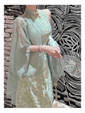 Women's Set Chinese Dress Cheongsam Chi-pao 2024 Summer Chinese Improved Qipao Slim Waist Hanging Neck Dress Sunscreen Cardigan